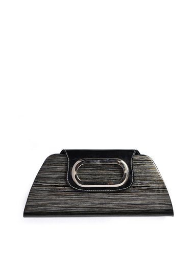 Spice Art Women Stripes Leatherette Black Clutch